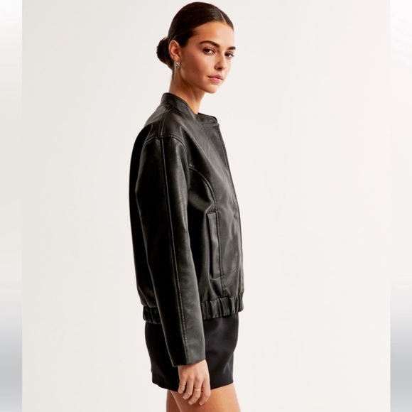 Abercrombie & Fitch Black Leather Jacket - Picture 6 of 9